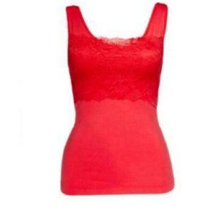 Rhonda Shear Lace Overlay Tank w/Shelf Bra MEDIUM